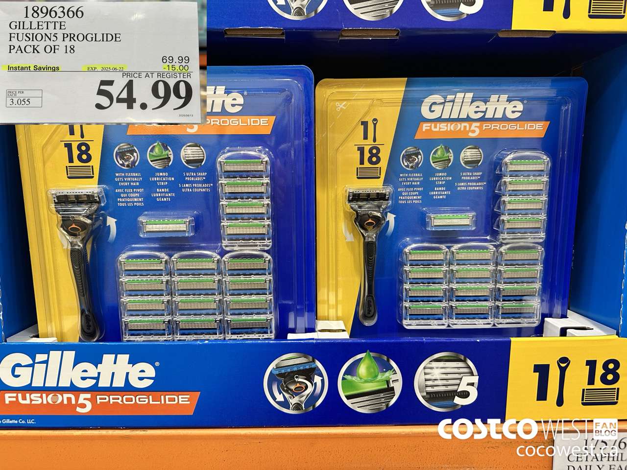 1896366 GILLETTE FUSION5 PROGLIDE PACK OF 18 ($15.00 INSTANT SAVINGS EXPIRES ON 2025-06-22) $54.99