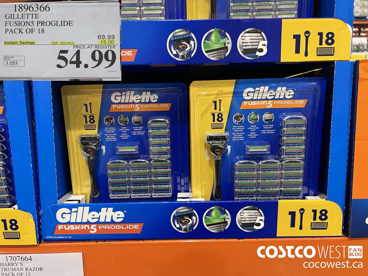 1896366 GILLETTE FUSION5 PROGLIDE PACK OF 18 ($15.00 INSTANT SAVINGS EXPIRES ON 2025-06-22) $54.99
