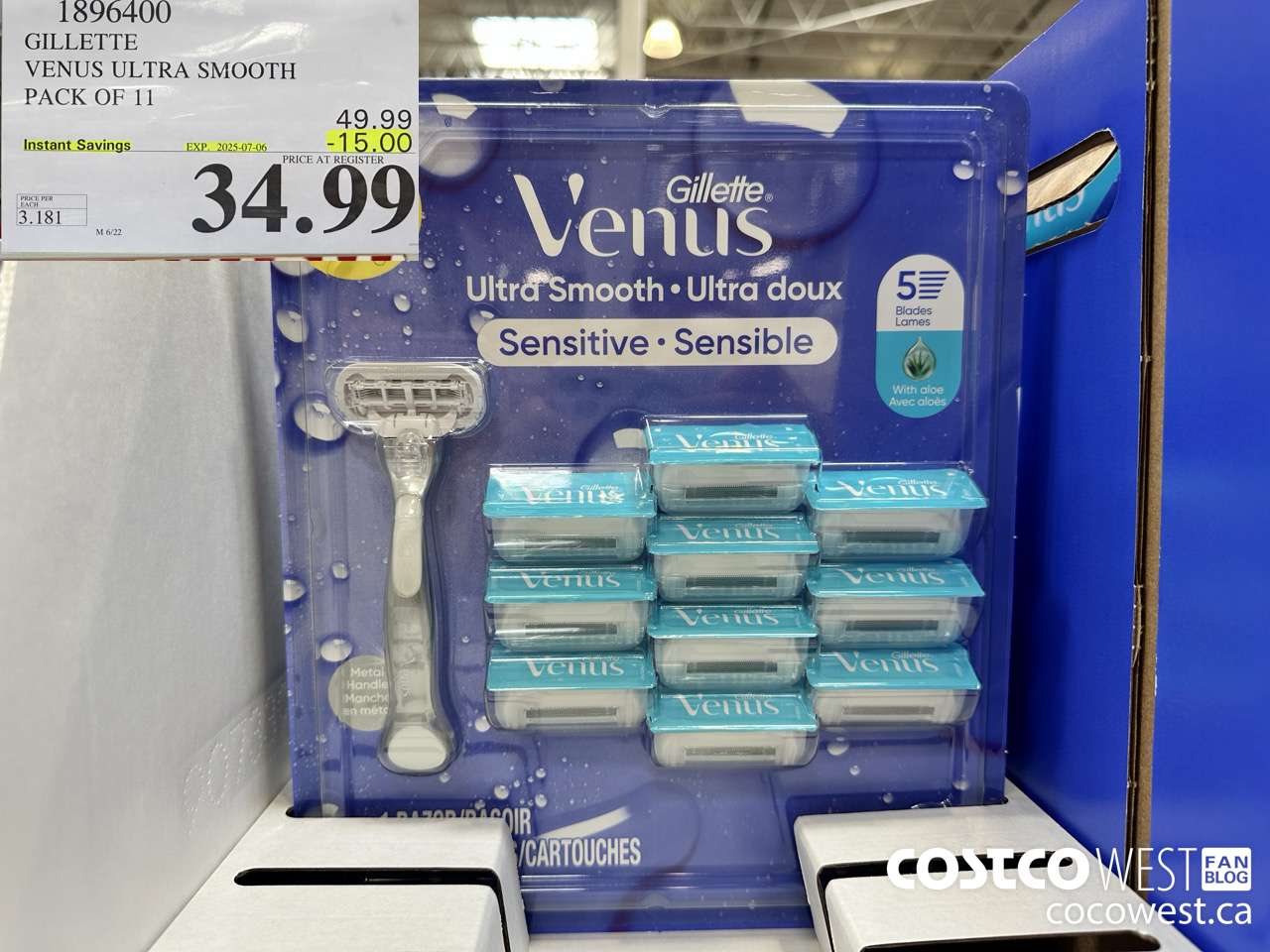 1896400 GILLETTE VENUS ULTRA SMOOTH PACK OF 11 ($15.00 INSTANT SAVINGS EXPIRES ON 2025-07-06) $34.99