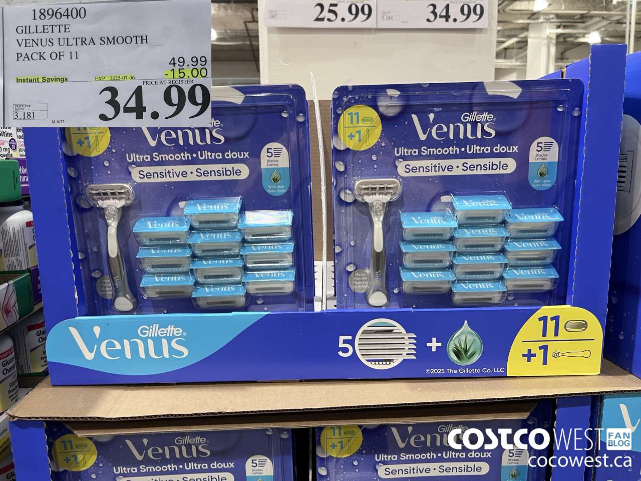 1896400 GILLETTE VENUS ULTRA SMOOTH PACK OF 11 ($15.00 INSTANT SAVINGS EXPIRES ON 2025-07-06) $34.99