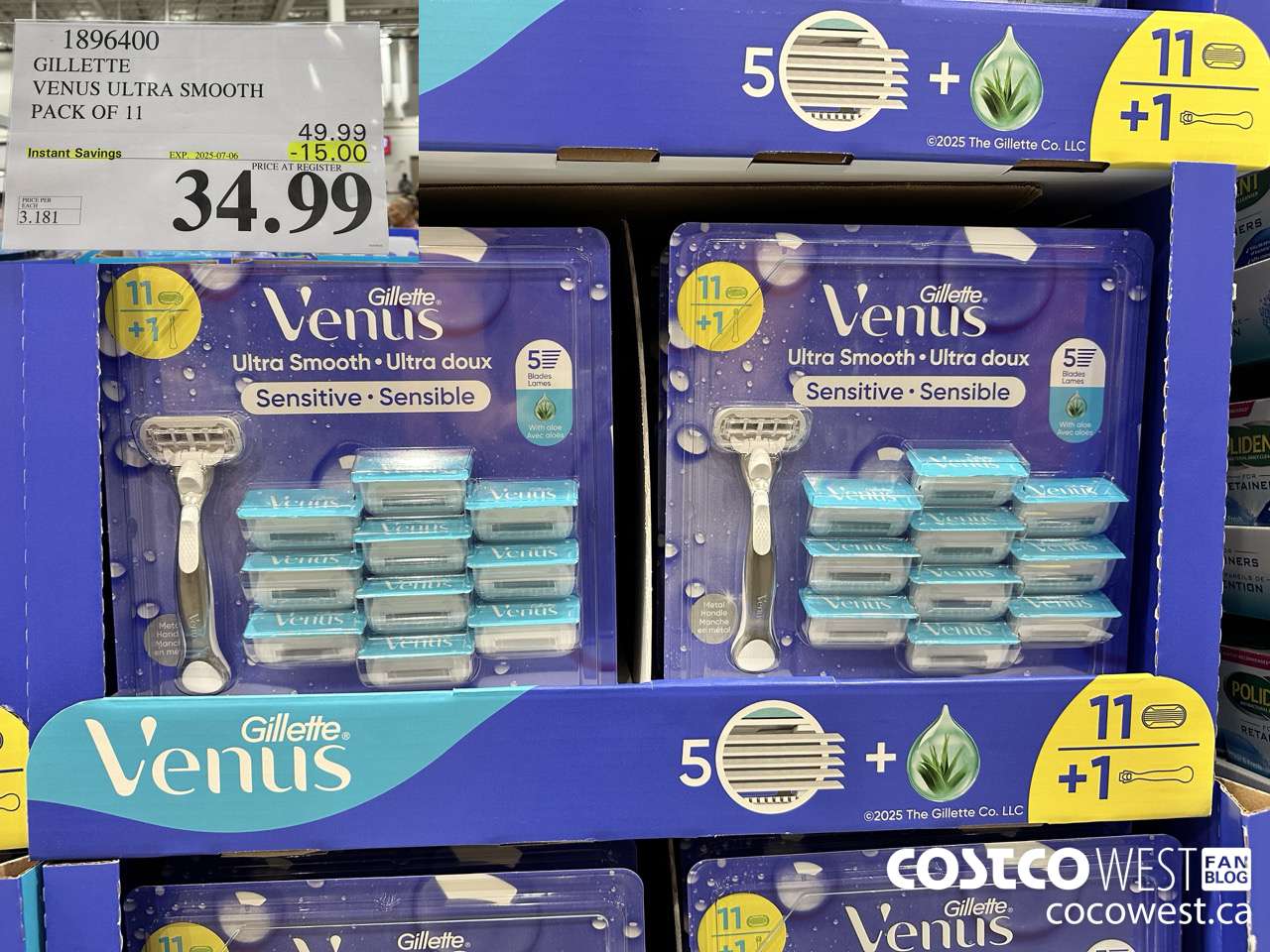 1896400 GILLETTE VENUS ULTRA SMOOTH PACK OF 11 ($15.00 INSTANT SAVINGS EXPIRES ON 2025-07-06) $34.99