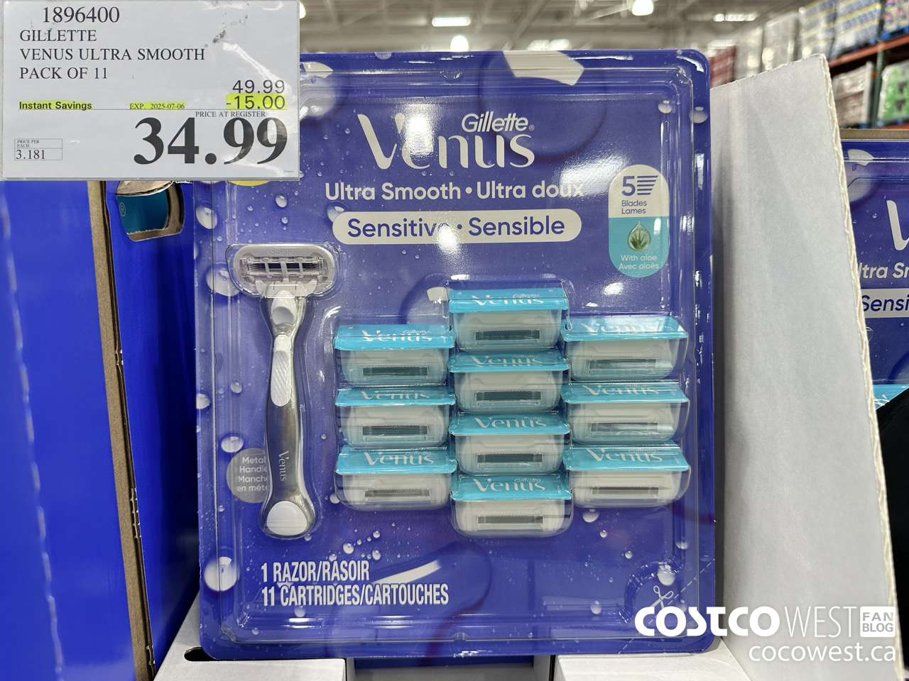 1896400 GILLETTE VENUS ULTRA SMOOTH PACK OF 11 ($15.00 INSTANT SAVINGS EXPIRES ON 2025-07-06) $34.99