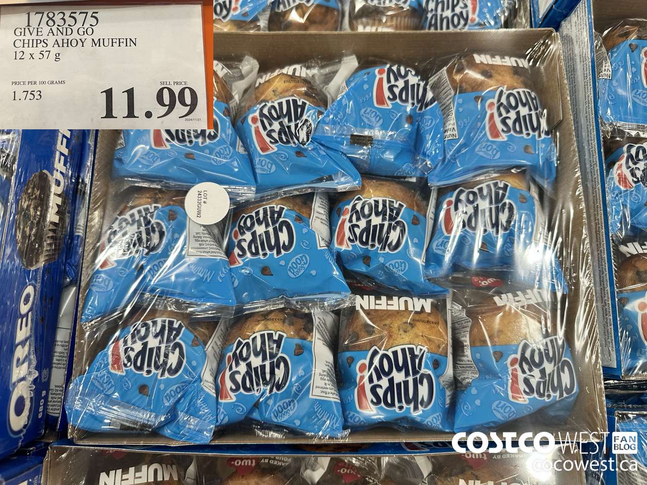 1783575 GIVE AND GO CHIPS AHOY MUFFIN 12 X 57G $11.99