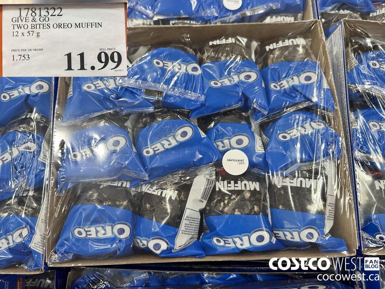 1781322 GIVE & GO TWO BITES OREO MUFFIN 12 X 57G $11.99