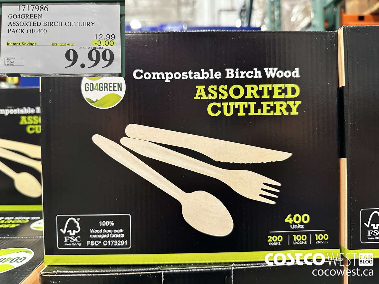 1717986 GO4GREEN ASSORTED BIRCH CUTLERY PACK OF 400 ($3.00 INSTANT SAVINGS EXPIRES ON 2025-06-29) $9.99