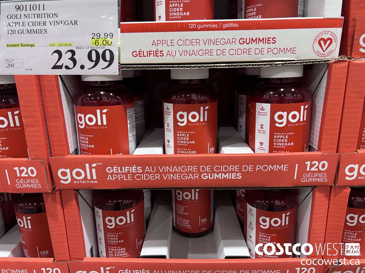 9011011 GOLI APPLE CIDER VINEGAR 120 VEGAN GUMMIES ($6.00 INSTANT SAVINGS EXPIRES ON 2025-06-08) $23.99