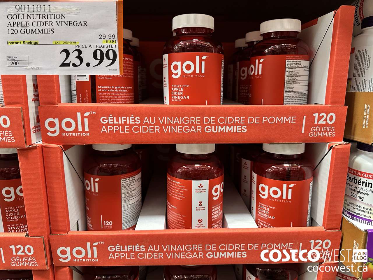 9011011 GOLI APPLE CIDER VINEGAR 120 VEGAN GUMMIES ($6.00 INSTANT SAVINGS EXPIRES ON 2025-06-08) $23.99