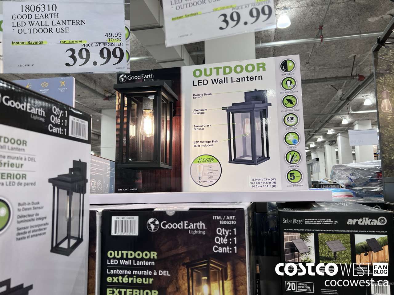 1806310 GOOD EARTH LED WALL LANTERN OUTDOOR USE ($10.00 INSTANT SAVINGS EXPIRES ON 2025-06-08) $39.99