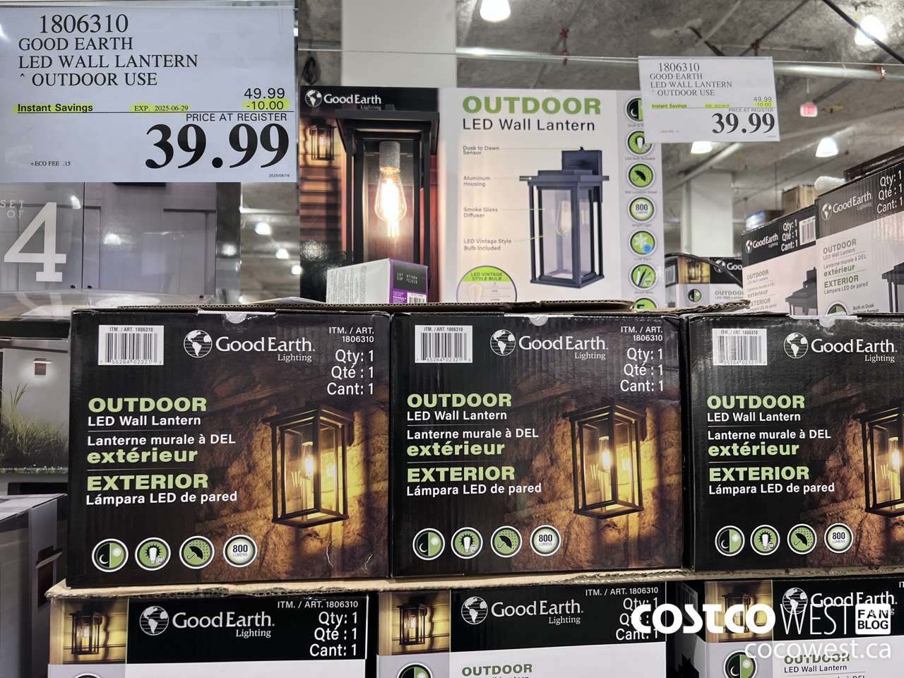 1806310 GOOD EARTH LED WALL LANTERN OUTDOOR USE ($10.00 INSTANT SAVINGS EXPIRES ON 2025-06-29) $39.99