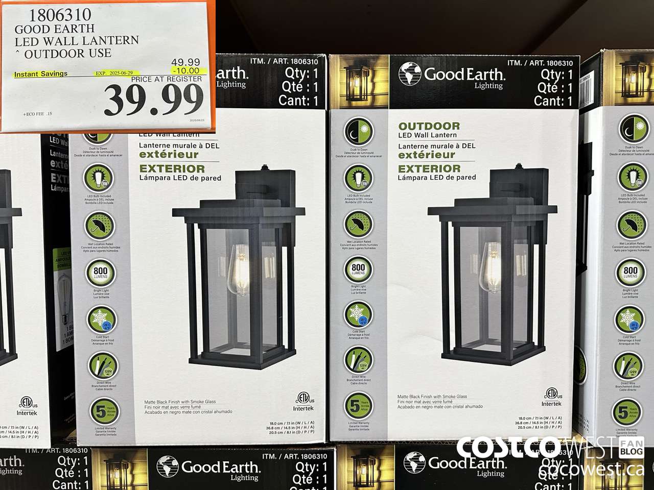 1806310 GOOD EARTH LED WALL LANTERN OUTDOOR USE ($10.00 INSTANT SAVINGS EXPIRES ON 2025-06-29) $39.99