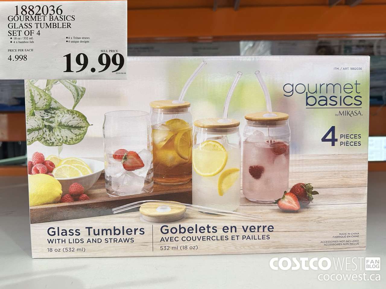 1882036 GOURMET BASICS GLASS TUMBLER SET OF 4 $19.99