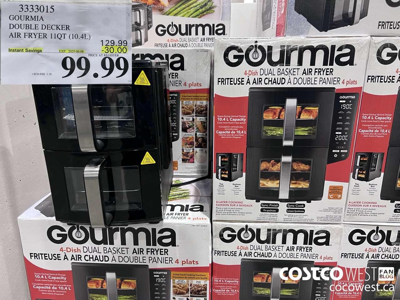 3333015 GOURMIA DOUBLE DECKER AIR FRYER 11QT (10.4L) ($30.00 INSTANT SAVINGS EXPIRES ON 2025-06-08) $99.99