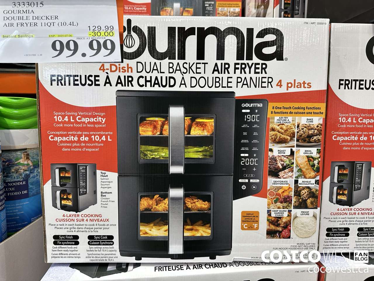 3333015 GOURMIA DOUBLE DECKER AIR FRYER 11QT (10.4L) ($30.00 INSTANT SAVINGS EXPIRES ON 2025-07-06) $99.99