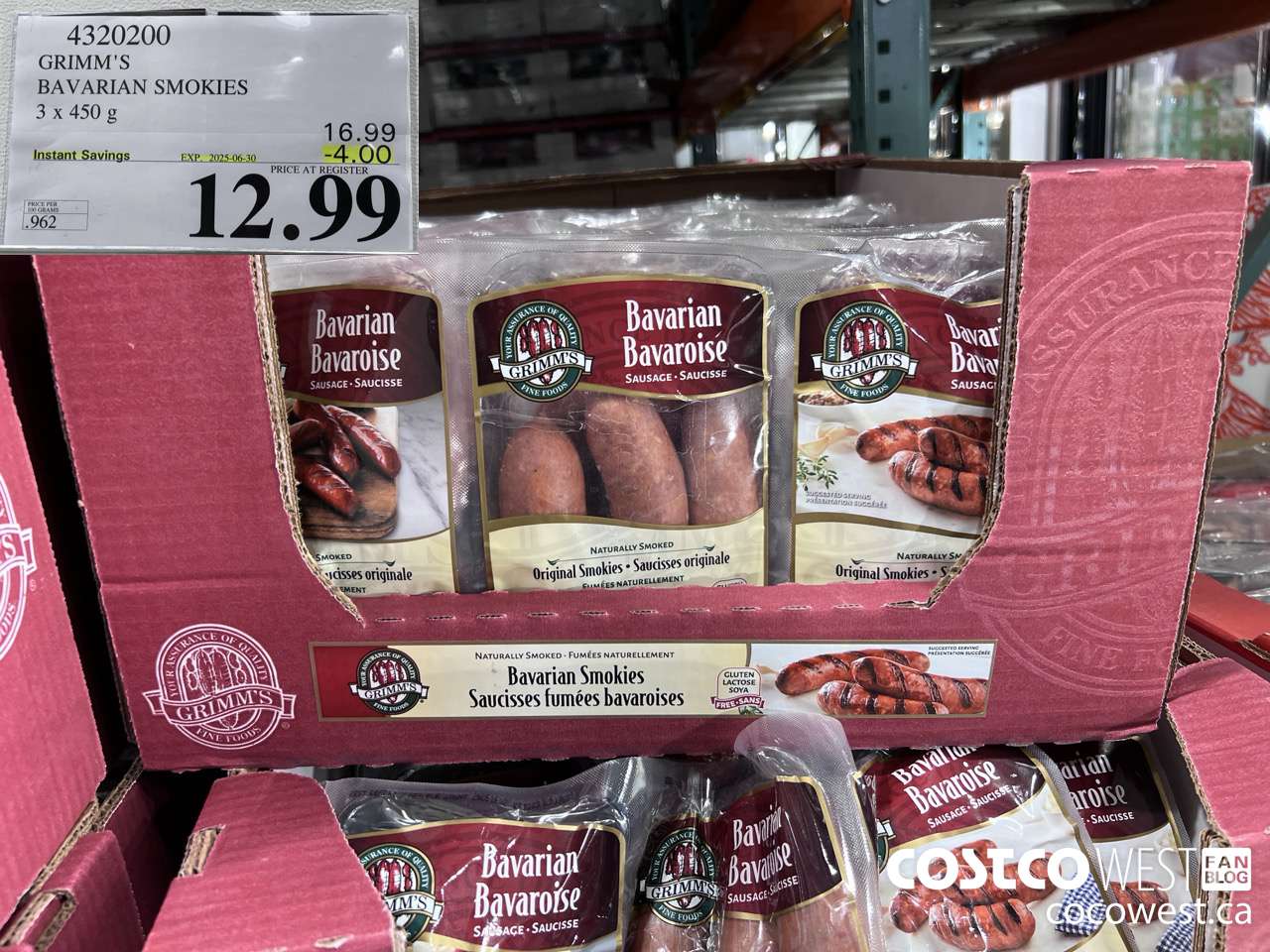 4320200 GRIMM'S BAVARIAN SMOKIES 3 X 450 G ($4.00 INSTANT SAVINGS EXPIRES ON 2025-06-30) $12.99