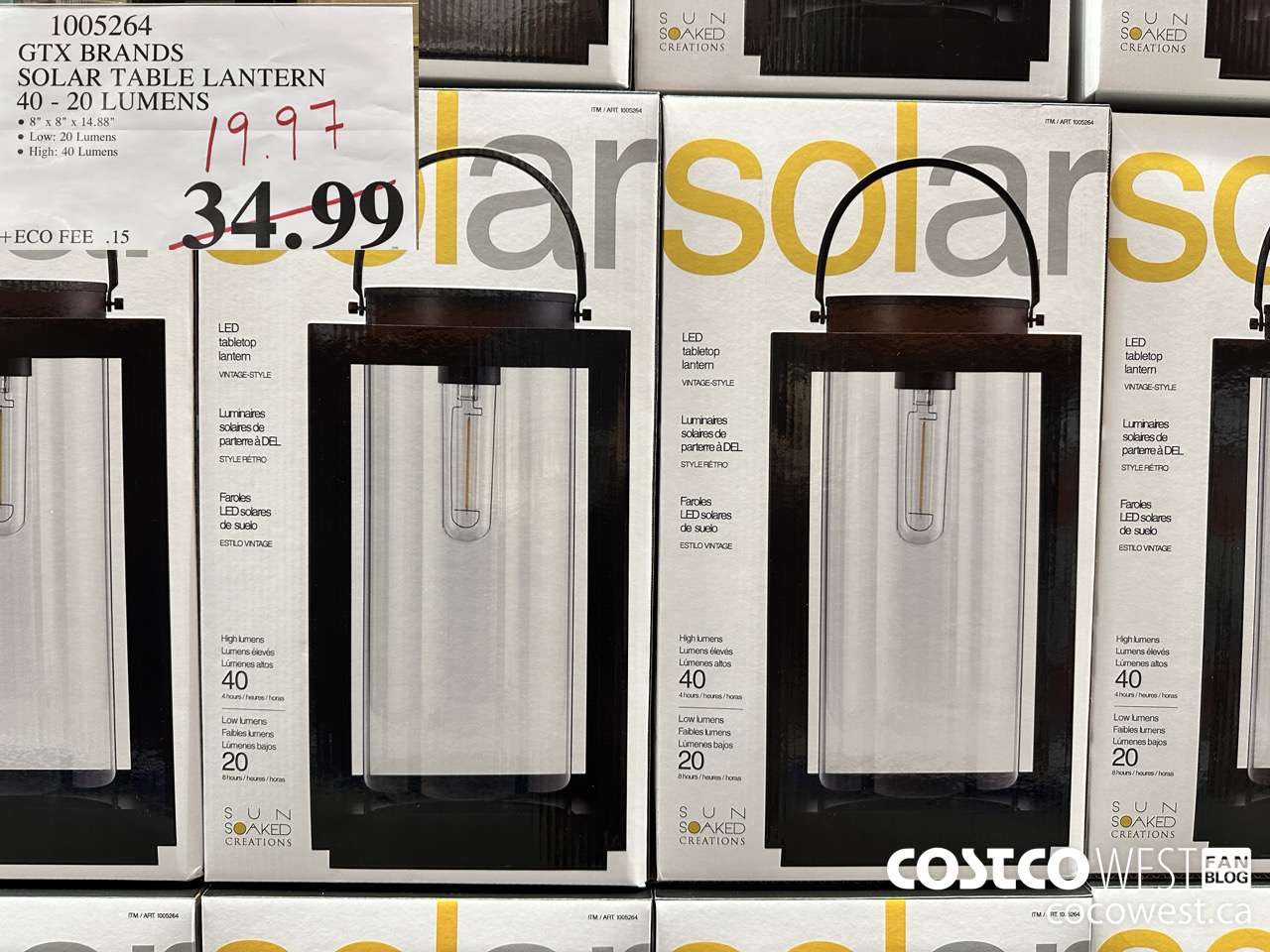 1005264 GTX BRANDS SOLAR TABLE LANTERN 40-20 LUMENS $19.97