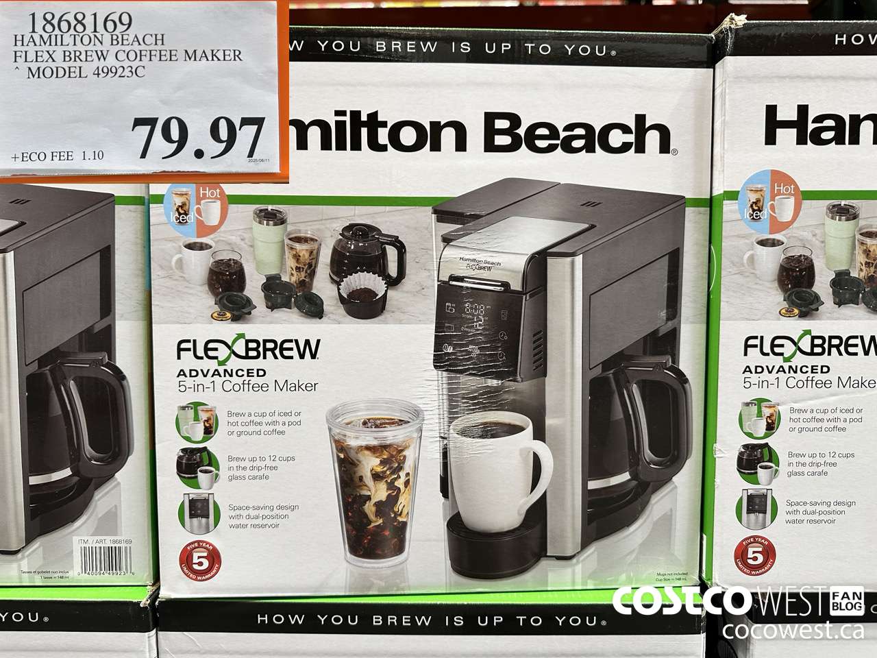 1868169 HAMILTON BEACH FLEX BREW COFFEE MAKER MODEL 49923C $79.97