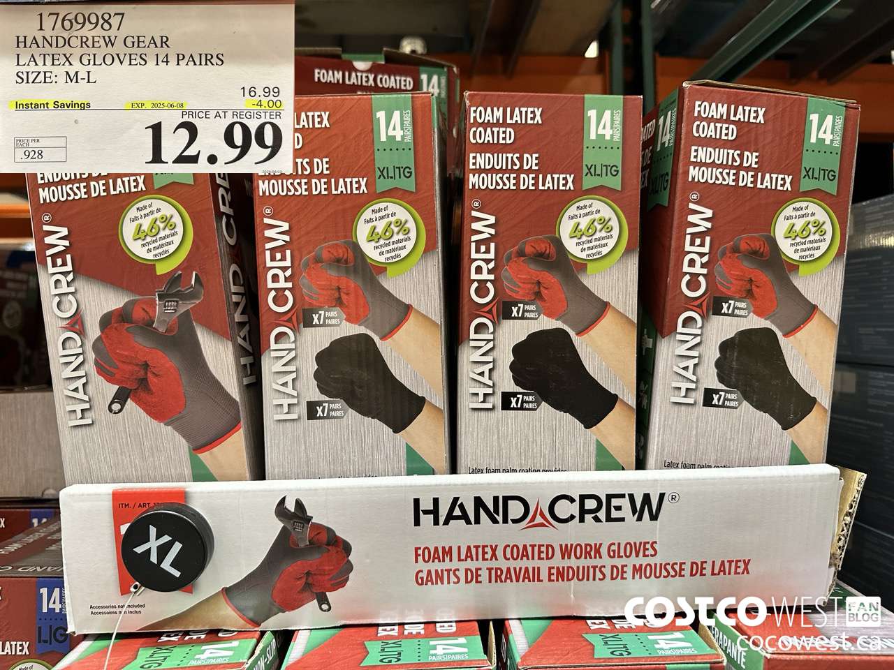 1769987 HANDCREW GEAR LATEX GLOVES 14 PAIR SIZE M-L ($4.00 INSTANT SAVINGS EXPIRES ON 2025-06-08) $12.99