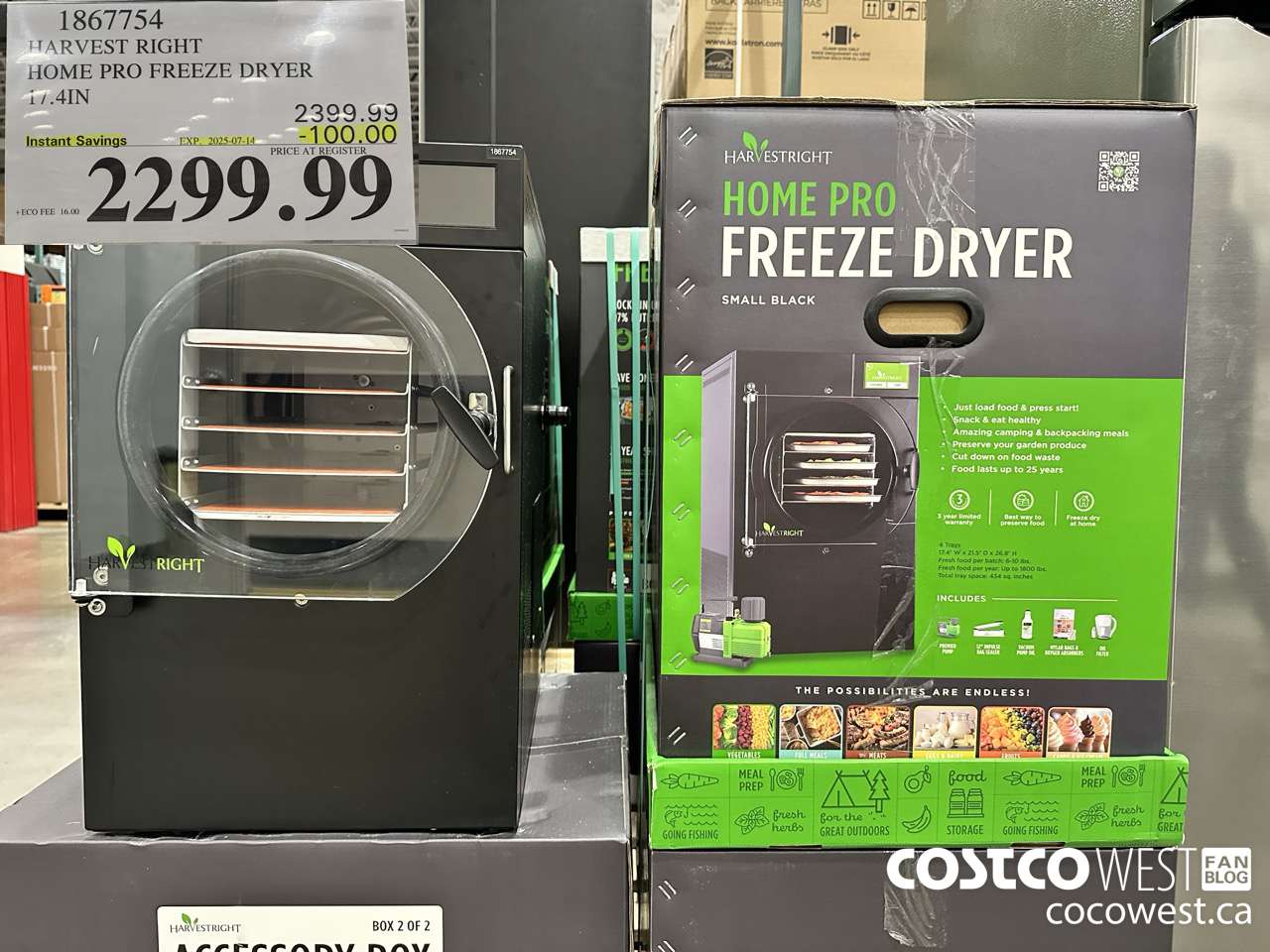 1867754 HARVEST RIGHT SMALL HOME PRO FREEZE DRYER N-HRFDSBK-PP ($100.00 INSTANT SAVINGS EXPIRES ON 2025-07-14) $2299.99