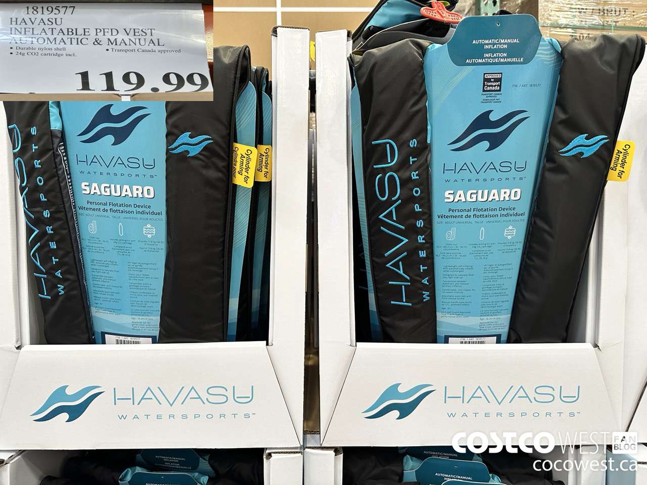 1819577 HAVASU INFLATABLE PFD VEST AUTOMATIC & MANUAL $119.99