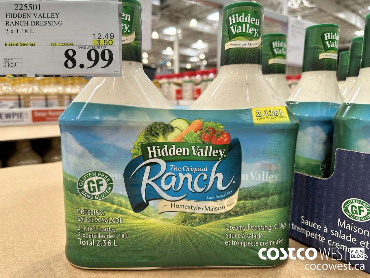 225501 HIDDEN VALLEY RANCH DRESSING 2 x 1.18 L ($3.50 INSTANT SAVINGS EXPIRES ON 2025-06-08) $8.99