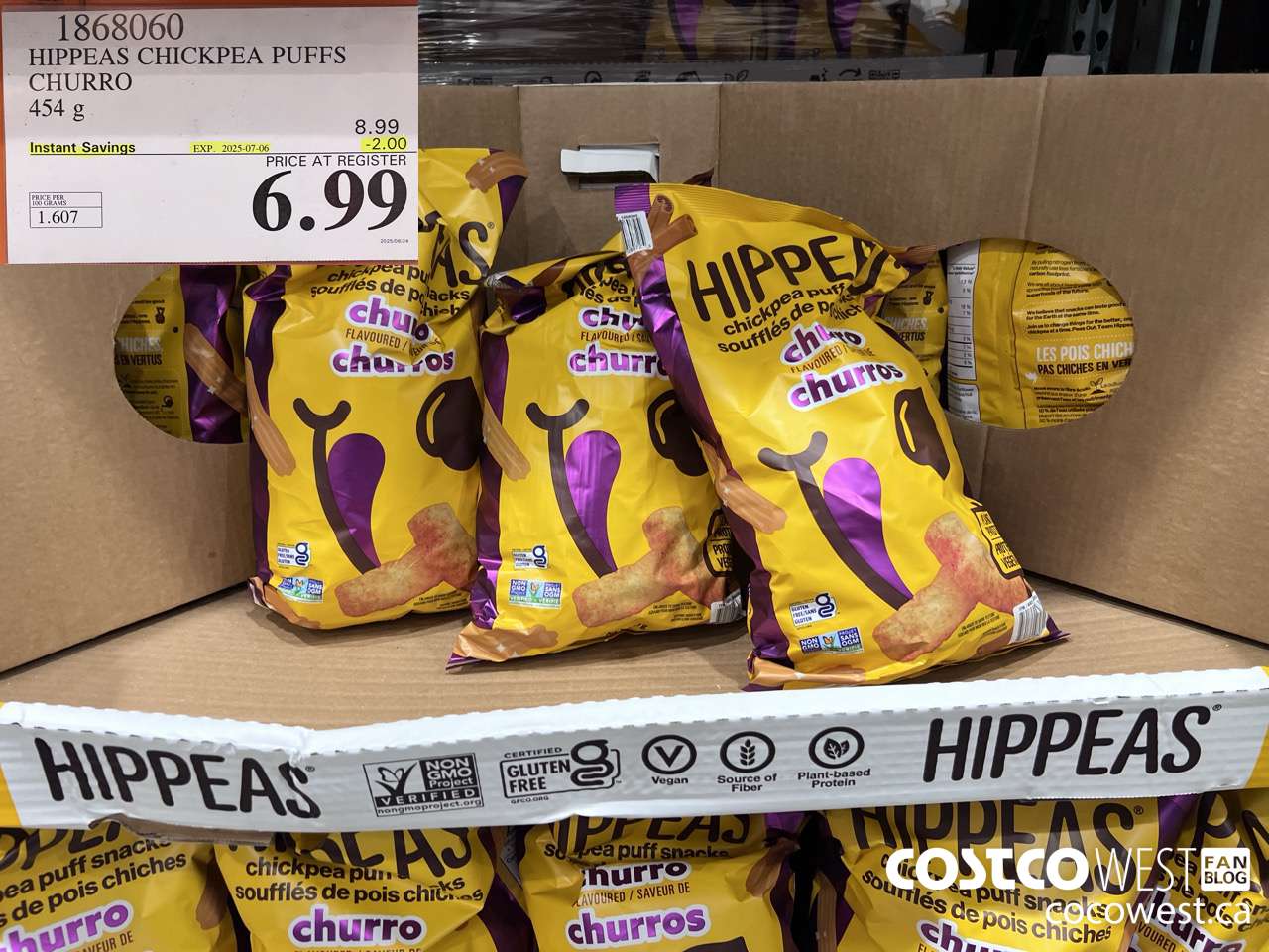 1868060 HIPPEAS CHICKPEA PUFFS CHURRO 454G ($2.00 INSTANT SAVINGS EXPIRES ON 2025-07-06) $6.99