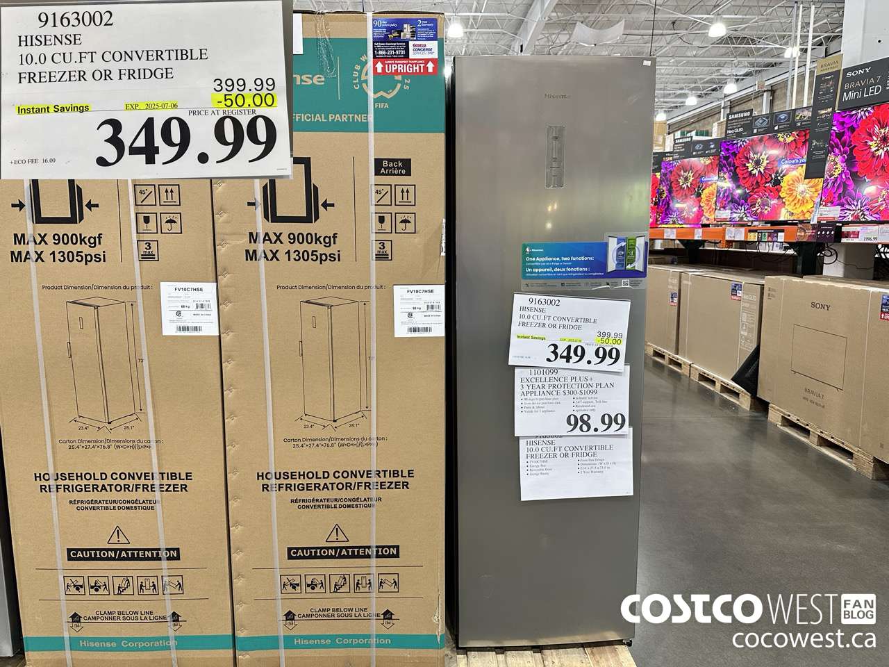 9163002 HISENSE 10.0 CU.FT CONVERTIBLE FREEZER OR FRIDGE ($50.00 INSTANT SAVINGS EXPIRES ON 2025-07-06) $349.99