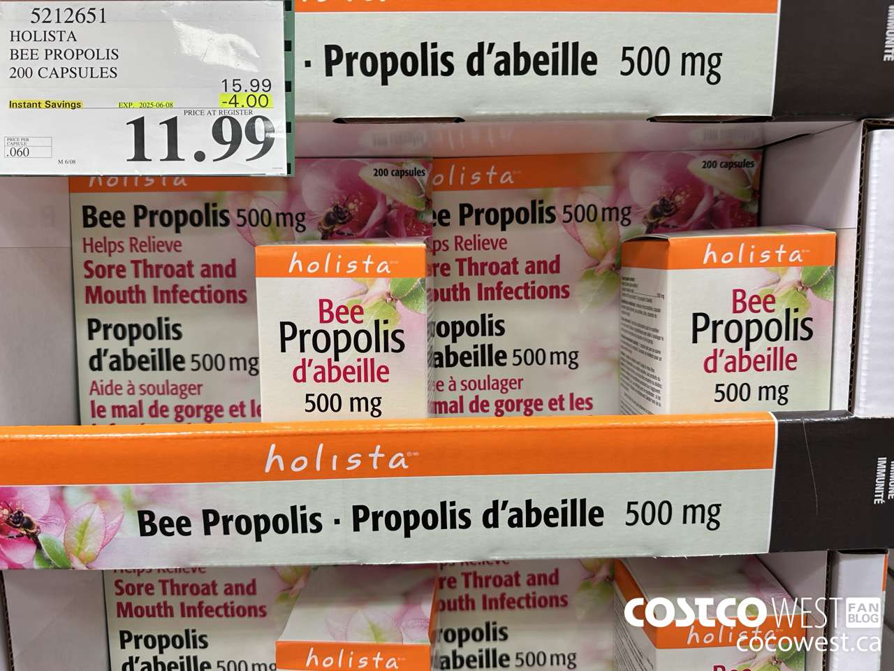 5212651 HOLISTA BEE PROPOLIS 200 CAPSULES ($4.00 INSTANT SAVINGS EXPIRES ON 2025-06-08) $11.99