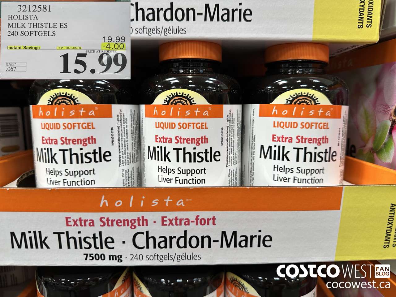 3212581 HOLISTA MILK THISTLE ES 250 mg 240 softgels ($4.00 INSTANT SAVINGS EXPIRES ON 2025-06-08) $15.99