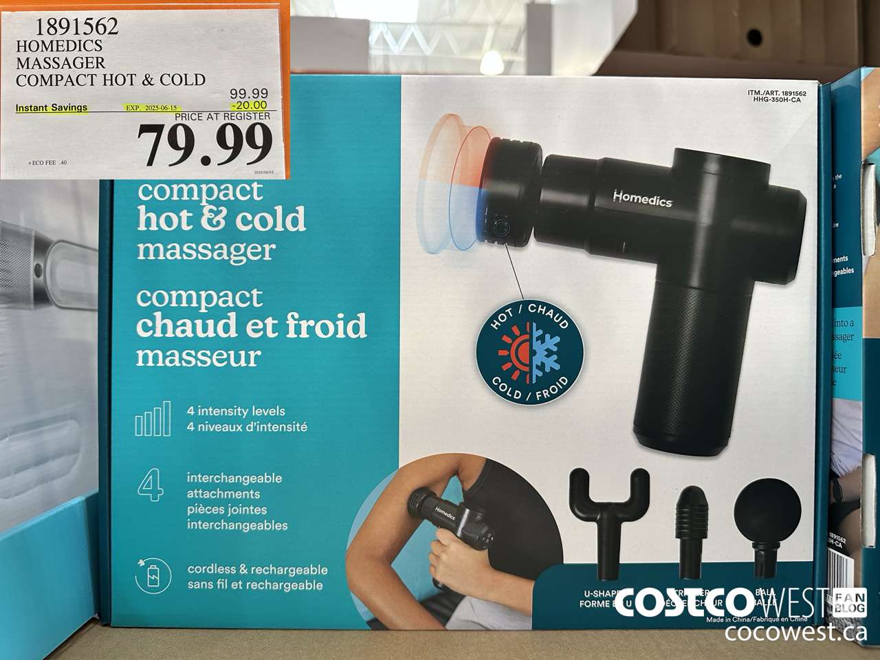 1891562 HOMEDICS MASSAGER COMPACT HOT & COLD ($20.00 INSTANT SAVINGS EXPIRES ON 2025-06-15) $79.99