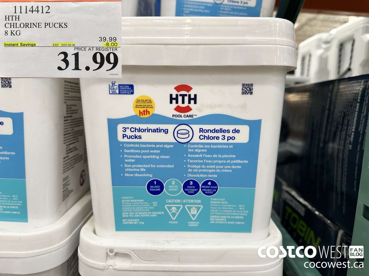 1114412 HTH CHLORINE PUCKS 8 KG ($8.00 INSTANT SAVINGS EXPIRES ON 2025-06-08) $31.99