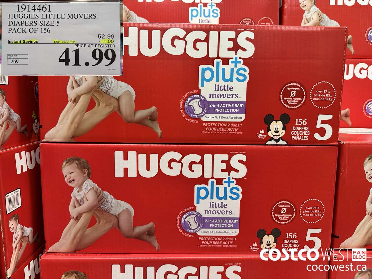 1914461 HUGGIES LITTLE MOVERS DIAPERS SIZE 5 PACK OF 156 ($11.00 INSTANT SAVINGS EXPIRES ON 2025-07-06) $41.99