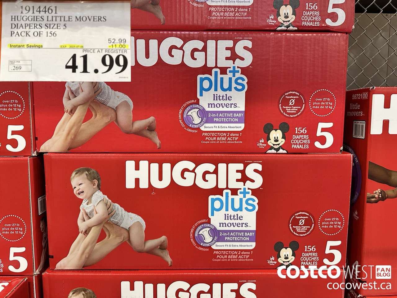 1914461 HUGGIES LITTLE MOVERS DIAPERS SIZE 5 PACK OF 156 ($11.00 INSTANT SAVINGS EXPIRES ON 2025-07-06) $41.99