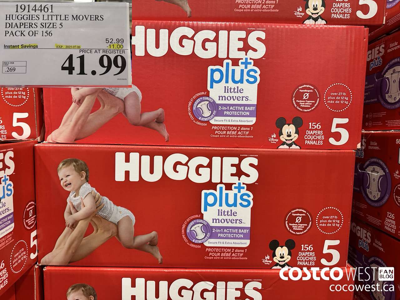 1914461 HUGGIES LITTLE MOVERS DIAPERS SIZE 5 PACK OF 156 ($11.00 INSTANT SAVINGS EXPIRES ON 2025-07-06) $41.99