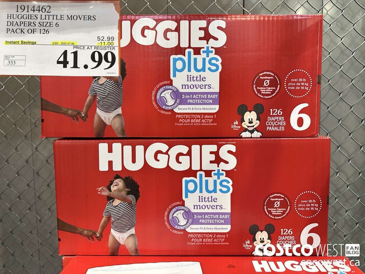 1914462 HUGGIES LITTLE MOVERS DIAPERS SIZE 6 PACK OF 126 ($11.00 INSTANT SAVINGS EXPIRES ON 2025-07-06) $41.99