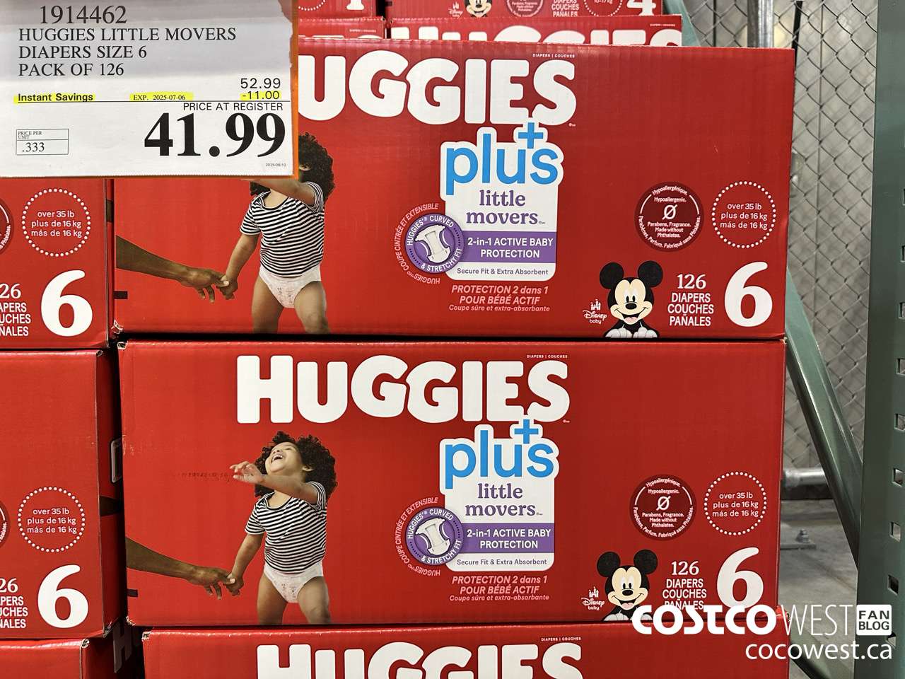 1914462 HUGGIES LITTLE MOVERS DIAPERS SIZE 6 PACK OF 126 ($11.00 INSTANT SAVINGS EXPIRES ON 2025-07-06) $41.99