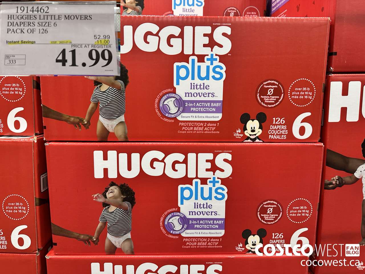 1914462 HUGGIES LITTLE MOVERS DIAPERS SIZE 6 PACK OF 126 ($11.00 INSTANT SAVINGS EXPIRES ON 2025-07-06) $41.99