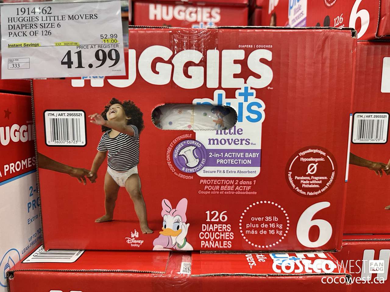 1914462 HUGGIES LITTLE MOVERS DIAPERS SIZE 6 PACK OF 126 ($11.00 INSTANT SAVINGS EXPIRES ON 2025-07-06) $41.99