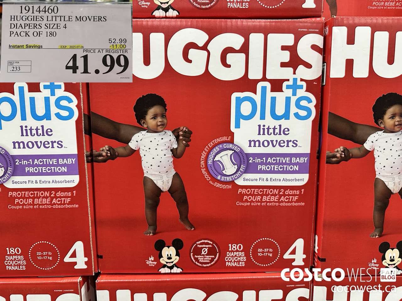 1914460 HUGGIES LITTLE MOVERS DIAPER SIZE 4 PACK OF 180 ($11.00 INSTANT SAVINGS EXPIRES ON 2025-07-06) $41.99
