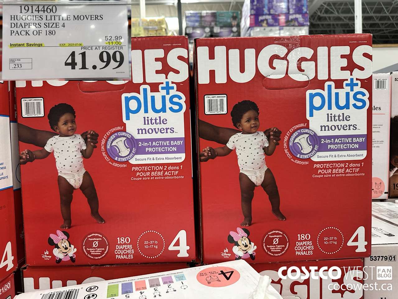 1914460 HUGGIES LITTLE MOVERS DIAPER SIZE 4 PACK OF 180 ($11.00 INSTANT SAVINGS EXPIRES ON 2025-07-06) $41.99
