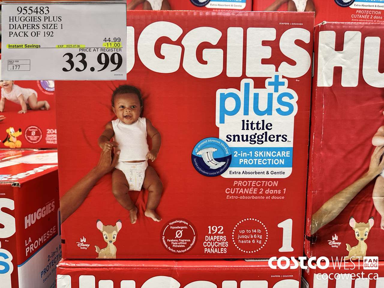 955483 HUGGIES LITTLE SNUGGLE SIZE 1 DIAPERS PACK OF 192 ($11.00 INSTANT SAVINGS EXPIRES ON 2025-07-06) $33.99