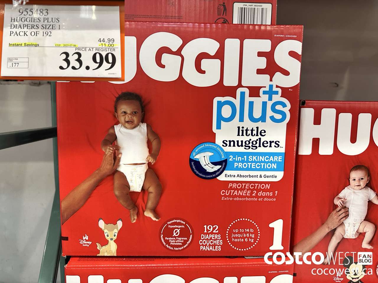 955483 HUGGIES LITTLE SNUGGLE SIZE 1 DIAPERS PACK OF 192 ($11.00 INSTANT SAVINGS EXPIRES ON 2025-07-06) $33.99