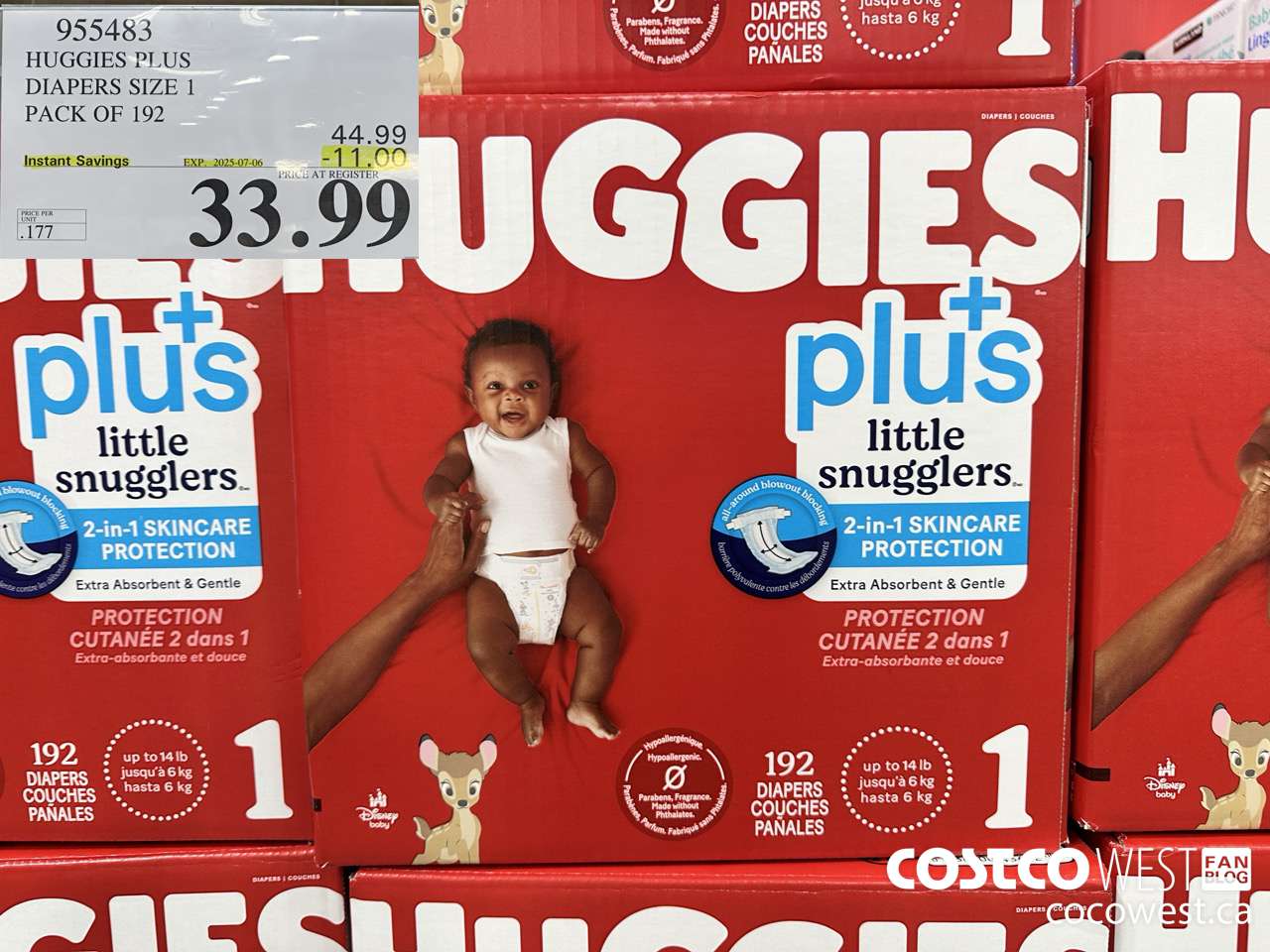 955483 HUGGIES LITTLE SNUGGLE SIZE 1 DIAPERS PACK OF 192 ($11.00 INSTANT SAVINGS EXPIRES ON 2025-07-06) $33.99