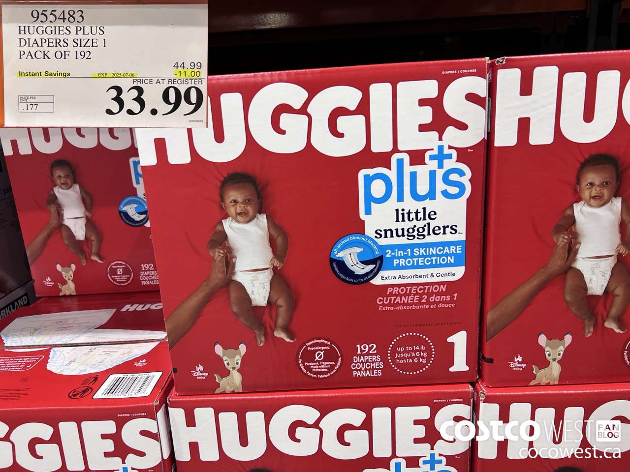 955483 HUGGIES LITTLE SNUGGLE SIZE 1 DIAPERS PACK OF 192 ($11.00 INSTANT SAVINGS EXPIRES ON 2025-07-06) $33.99