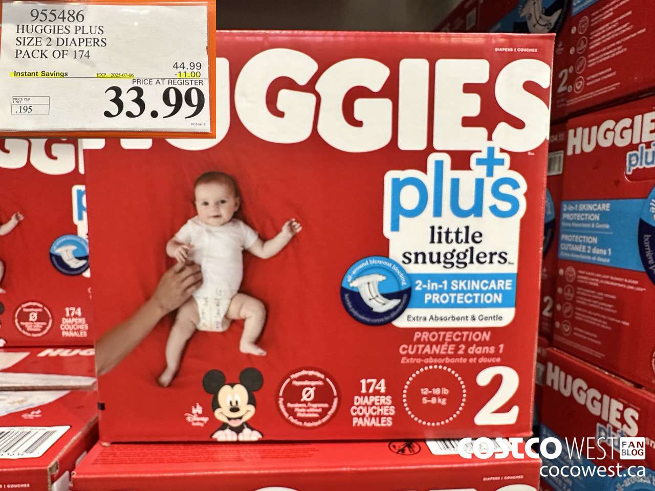 955486 HUGGIES LITTLE SNUGGLE SIZE 2 DIAPERS PACK OF 174 ($11.00 INSTANT SAVINGS EXPIRES ON 2025-07-06) $33.99