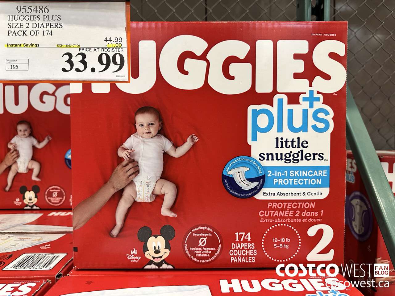 955486 HUGGIES LITTLE SNUGGLE SIZE 2 DIAPERS PACK OF 174 ($11.00 INSTANT SAVINGS EXPIRES ON 2025-07-06) $33.99