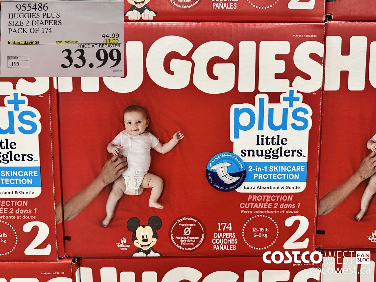 955486 HUGGIES LITTLE SNUGGLE SIZE 2 DIAPERS PACK OF 174 ($11.00 INSTANT SAVINGS EXPIRES ON 2025-07-06) $33.99