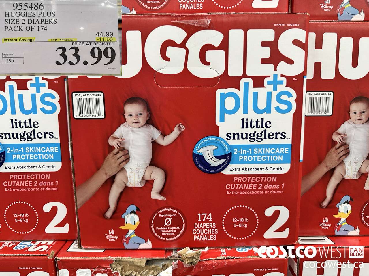 955486 HUGGIES LITTLE SNUGGLE SIZE 2 DIAPERS PACK OF 174 ($11.00 INSTANT SAVINGS EXPIRES ON 2025-07-06) $33.99