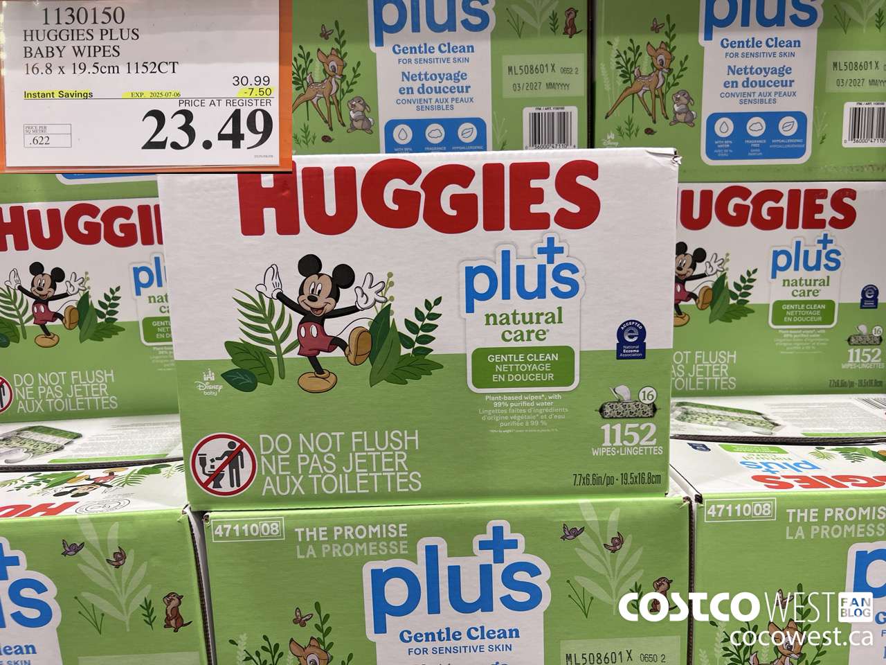 1130150 HUGGIES PLUS BABY WIPES 16.8 X 19.5 CM 1152CT ($7.50 INSTANT SAVINGS EXPIRES ON 2025-07-06) $23.49