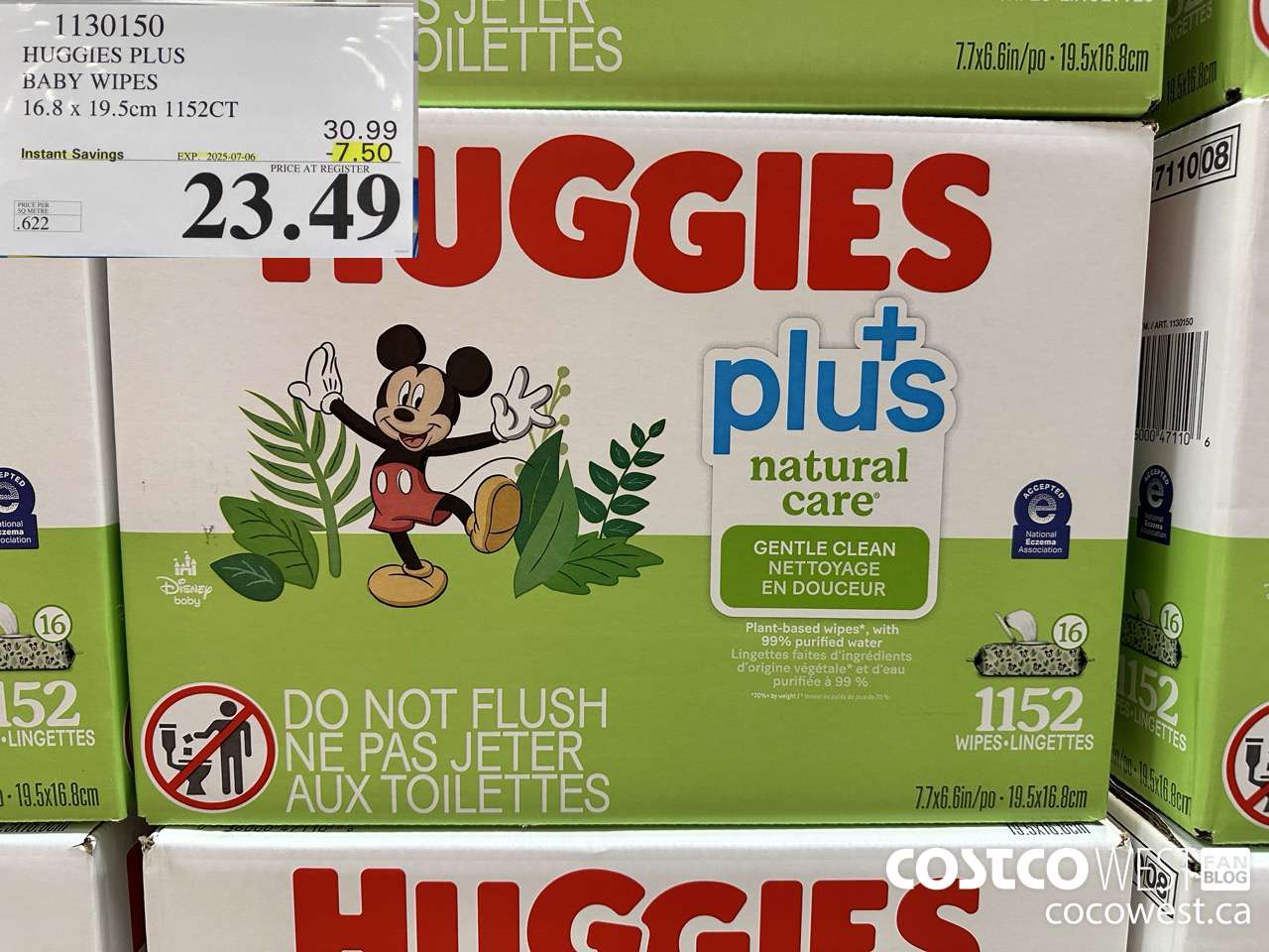 1130150 HUGGIES PLUS BABY WIPES 16.8 X 19.5 CM 1152CT ($7.50 INSTANT SAVINGS EXPIRES ON 2025-07-06) $23.49