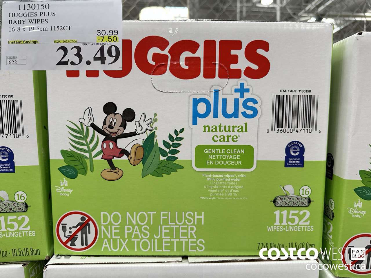 1130150 HUGGIES PLUS BABY WIPES 16.8 X 19.5 CM 1152CT ($7.50 INSTANT SAVINGS EXPIRES ON 2025-07-06) $23.49